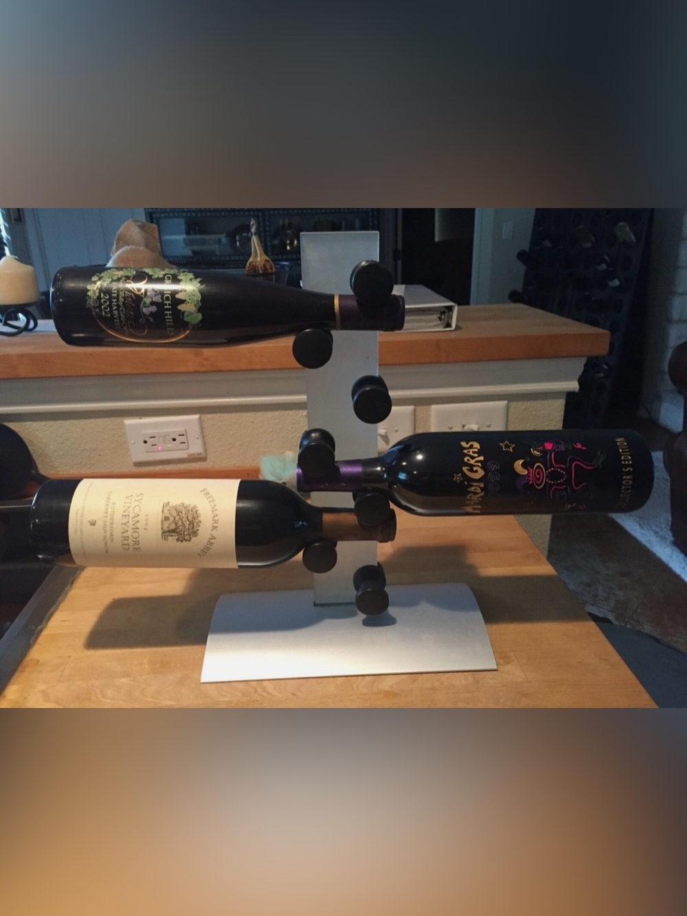 6-bottle wine rack Modern Metal Wine Bottle Rack 15” tall
